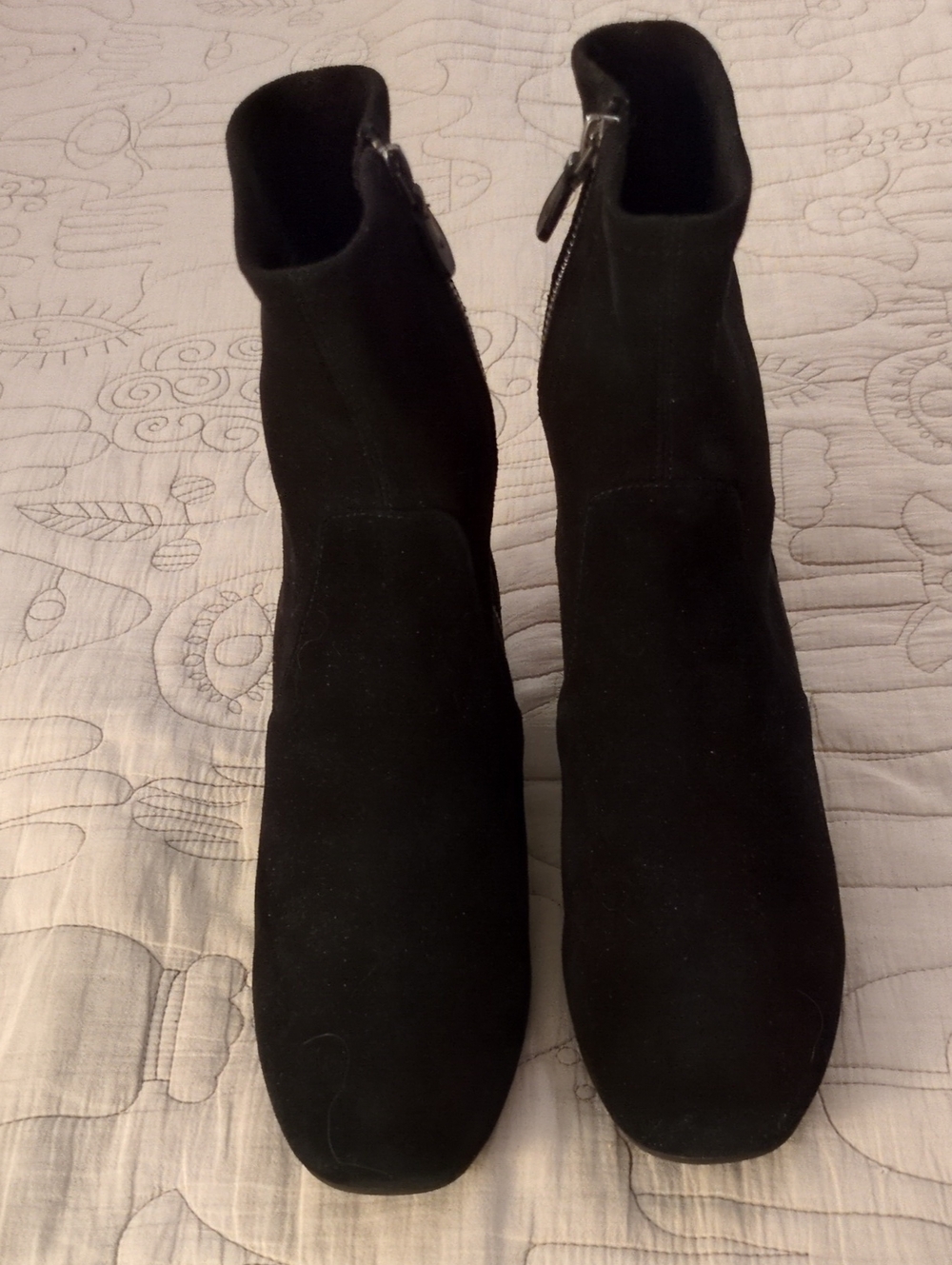 gentle souls Black Suede Stretch Ankle Zip Booties - Size 8.5
